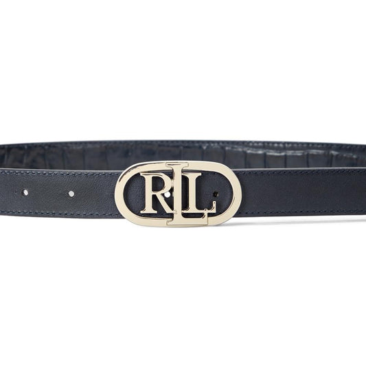 Cintura blu in pelle reversibile