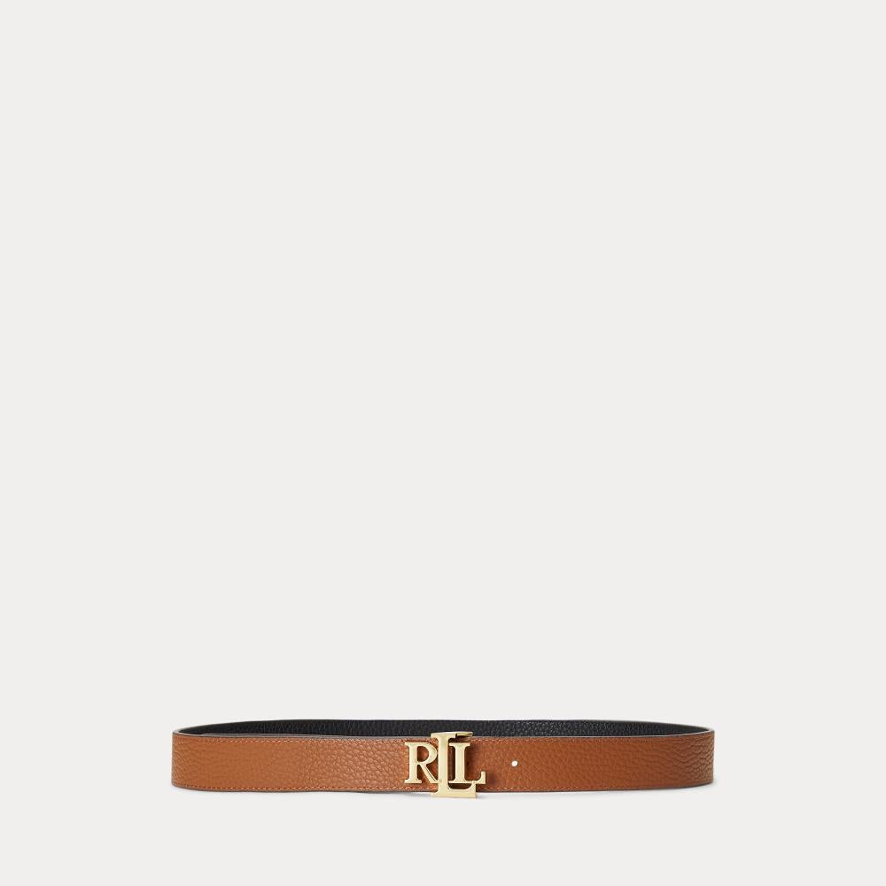 Cintura Double-Face Nera e Cuoio in Pelle Martellata alta cm 2,5