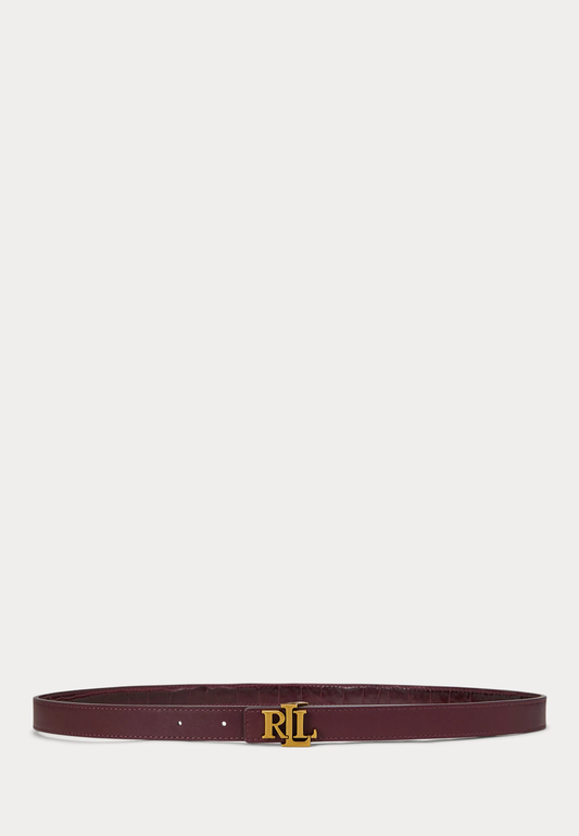 Cintura bordeaux in pelle reversibile alta cm 2