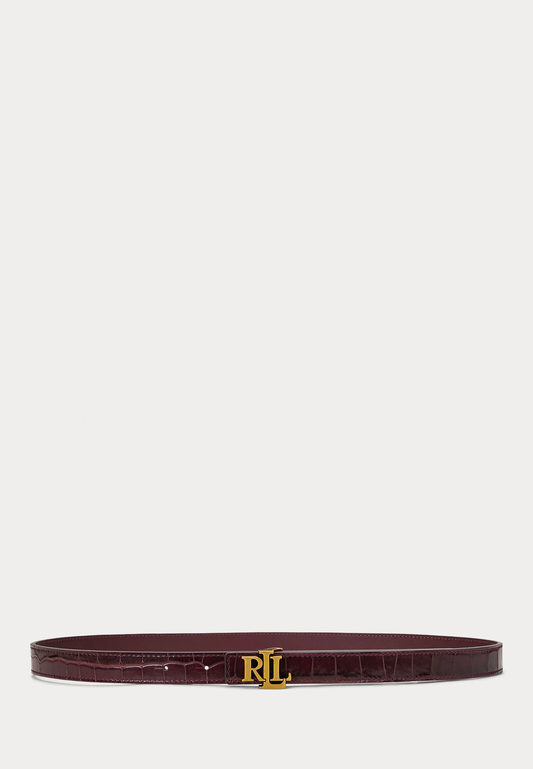 Cintura bordeaux in pelle reversibile alta cm 2