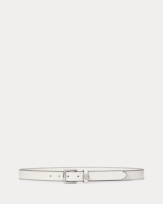 Cintura bianca in pelle con logo