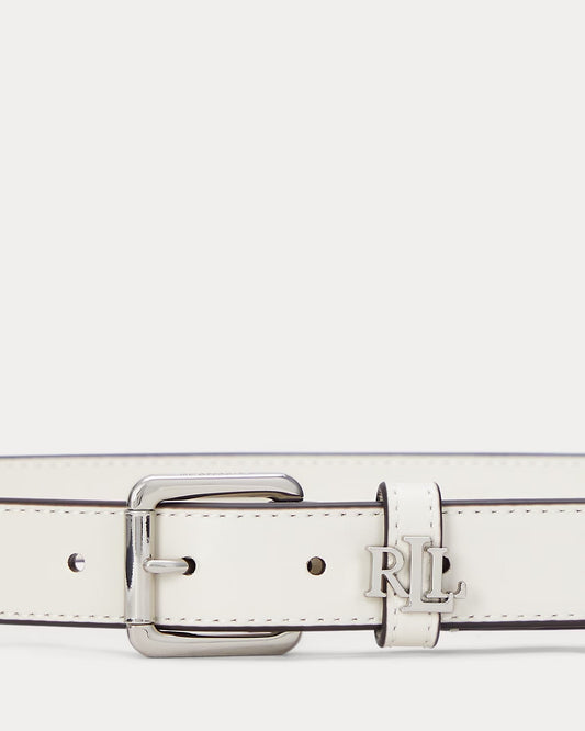 Cintura bianca in pelle con logo