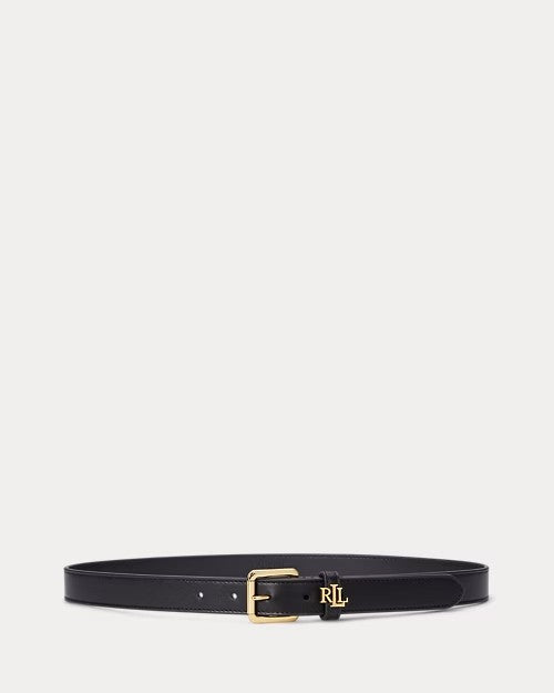 Cintura nera in pelle con logo