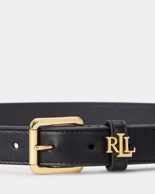 Cintura nera in pelle con logo
