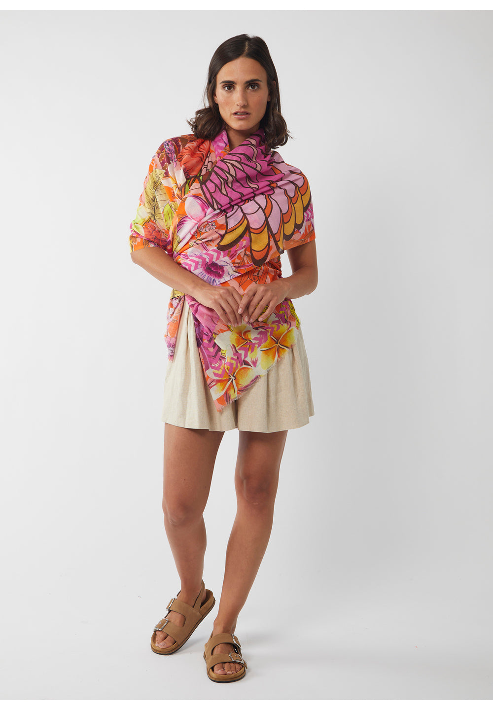 Sciarpa in cotone biologico con mandala decorativo