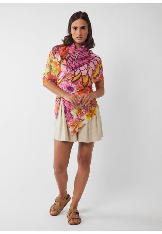Sciarpa in cotone biologico con mandala decorativo