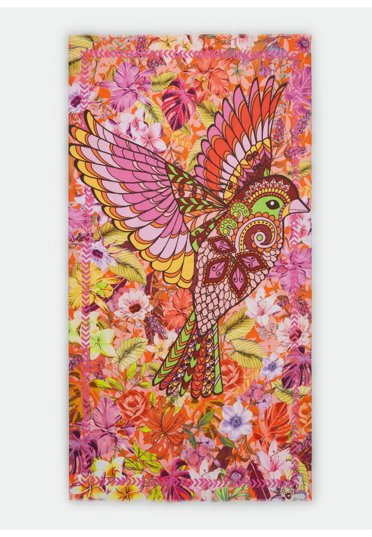 Sciarpa in cotone biologico con mandala decorativo