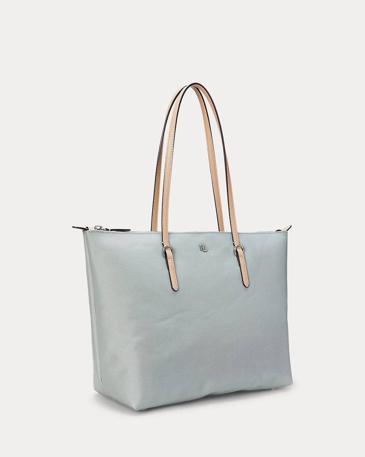 Borsa tote Keaton color acqua in nylon di medie dimensioni