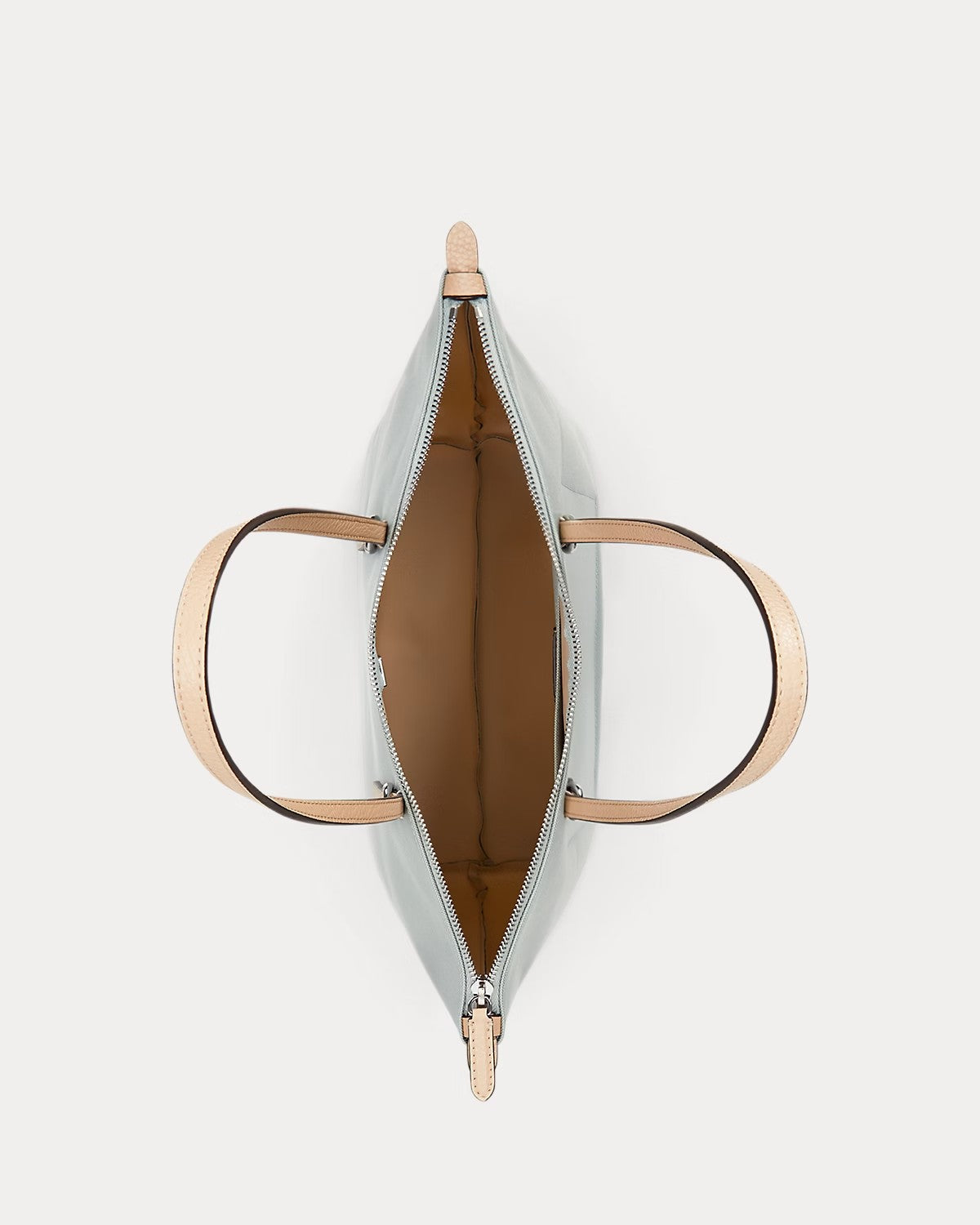 Borsa tote Keaton color acqua in nylon di medie dimensioni