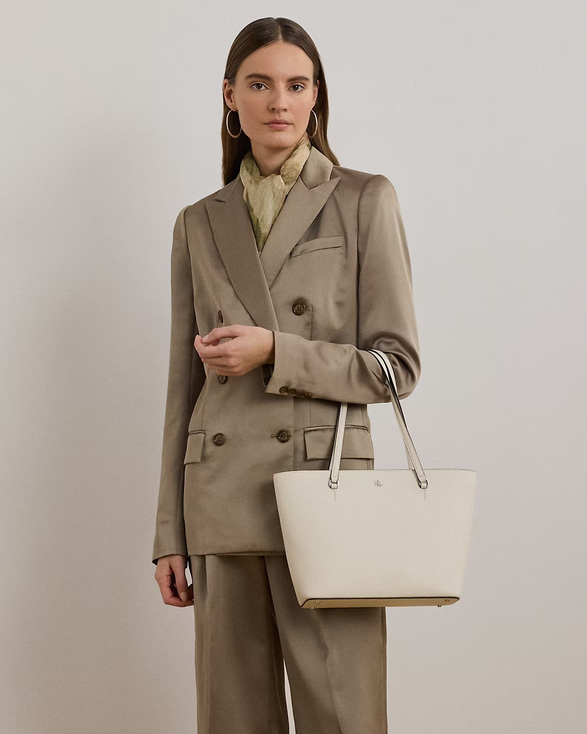 Borsa Bianca Tote Karly media in pelle saffiano