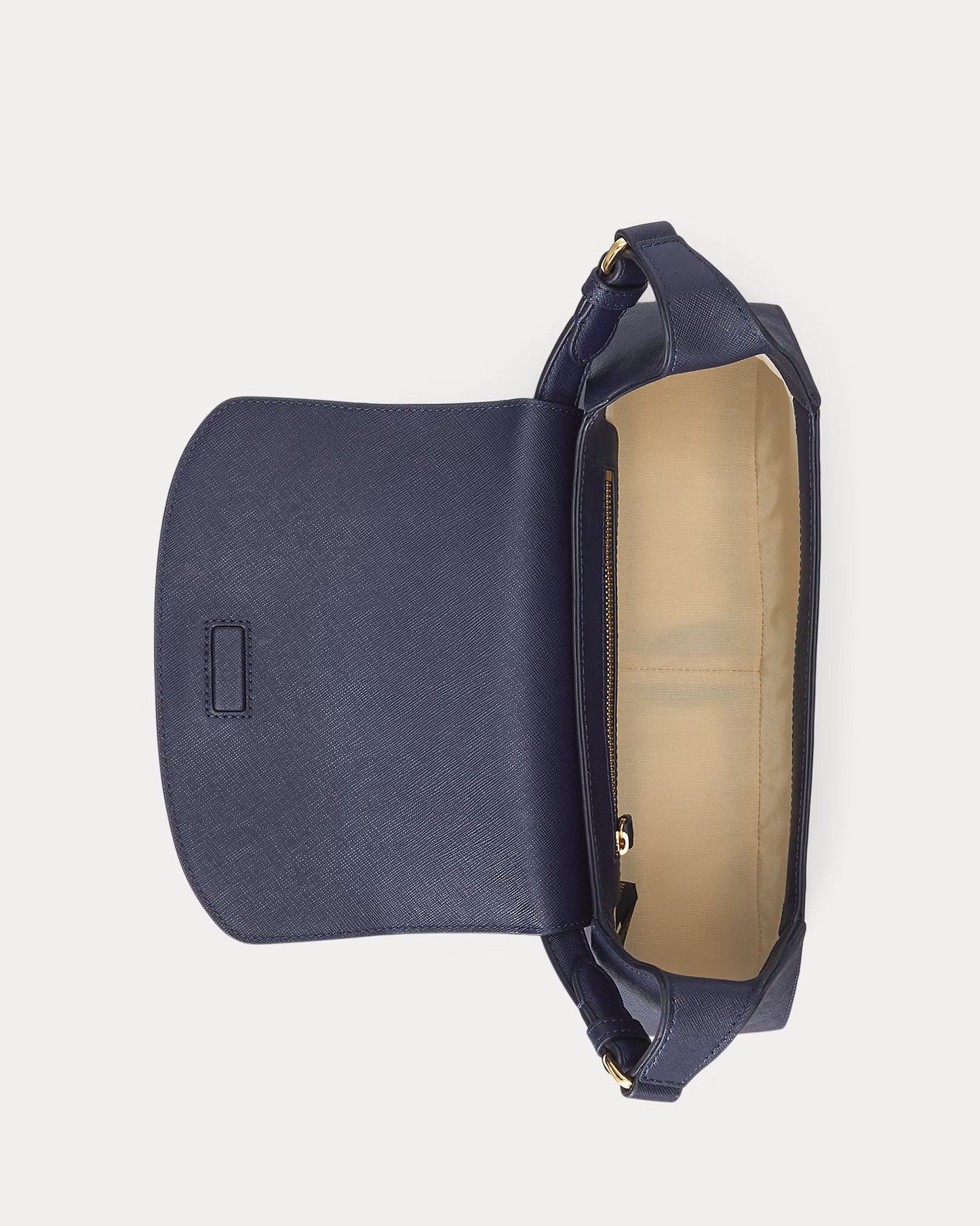 Borsa media blu a spalla in pelle
