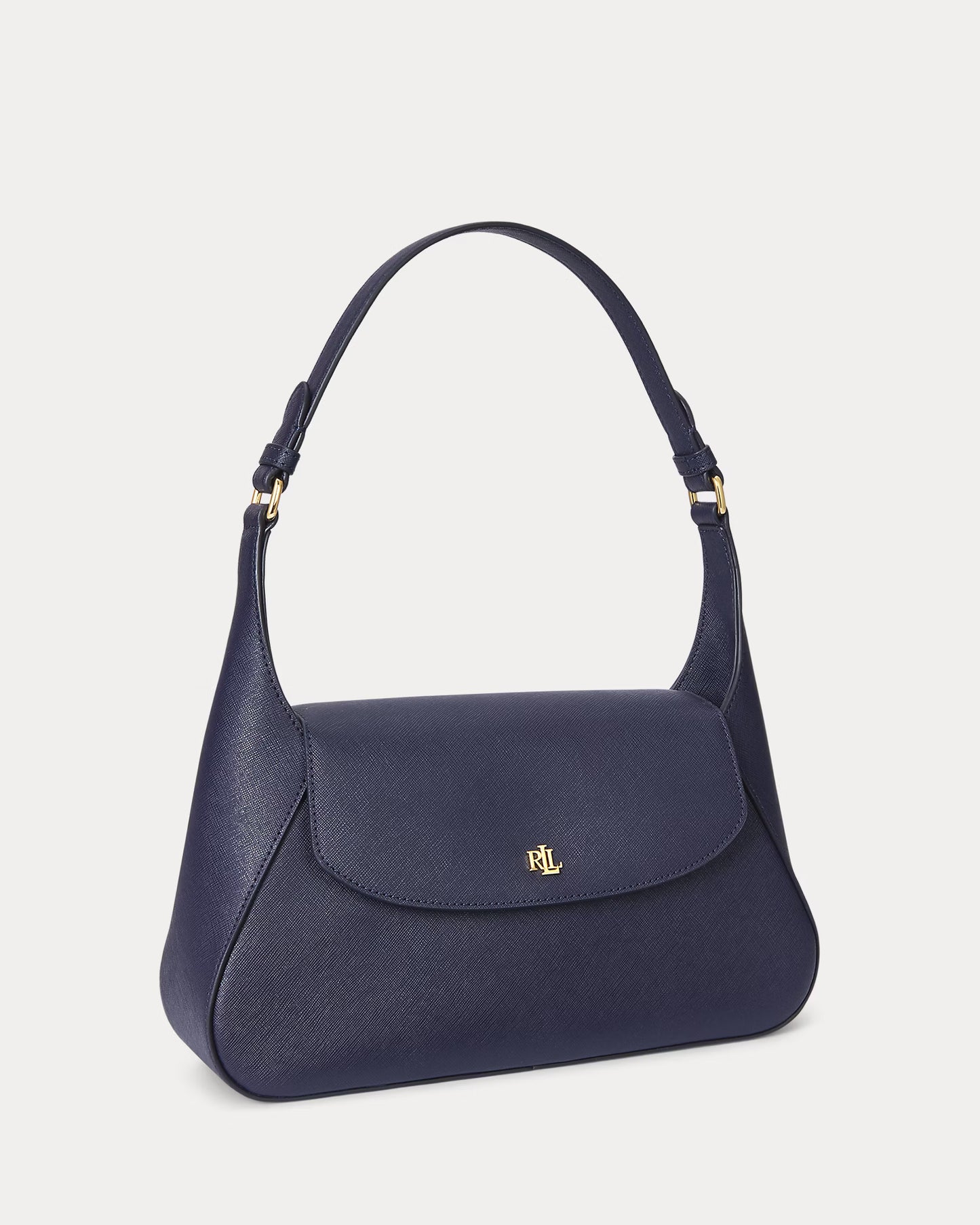 Borsa media blu a spalla in pelle