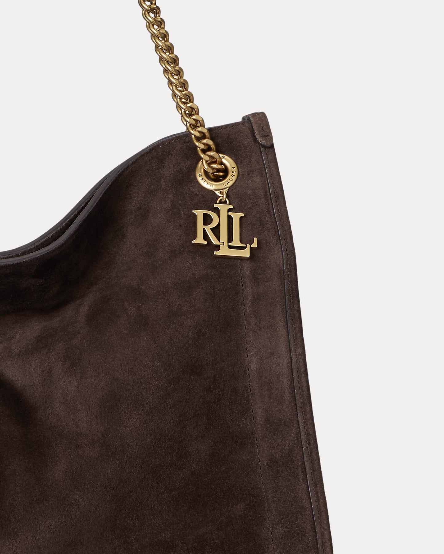 Borsa tote marrone grande in pelle scamosciata