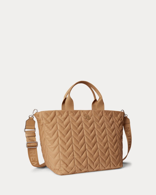 Borsa Tote Stevie XL Cammello trapuntata con cerniera