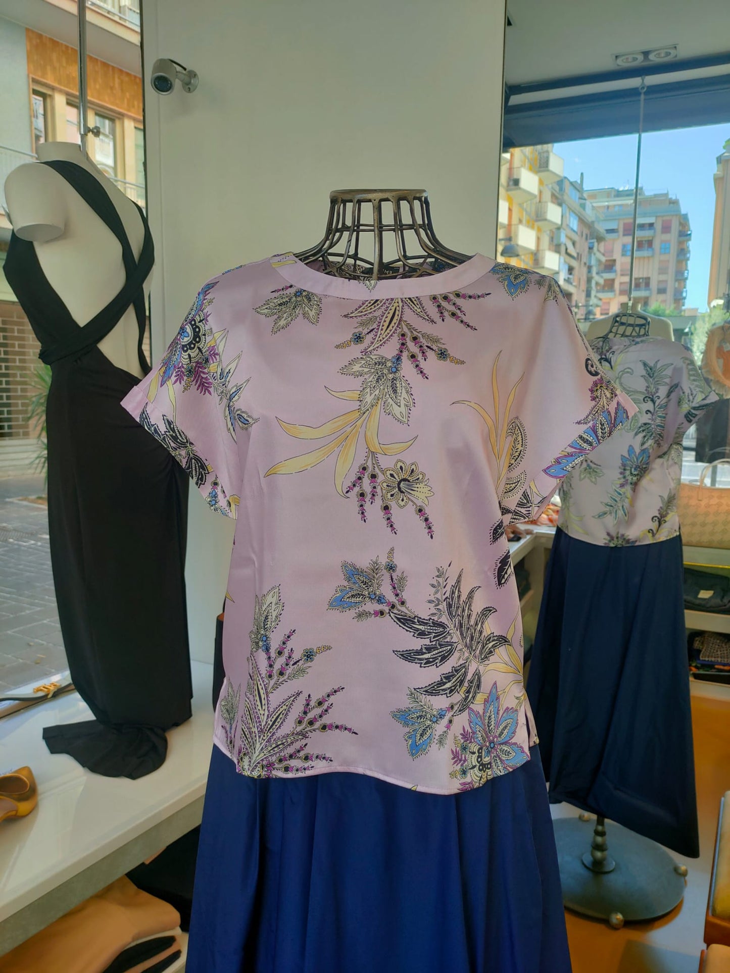 Blusa lilla in twill stampato
