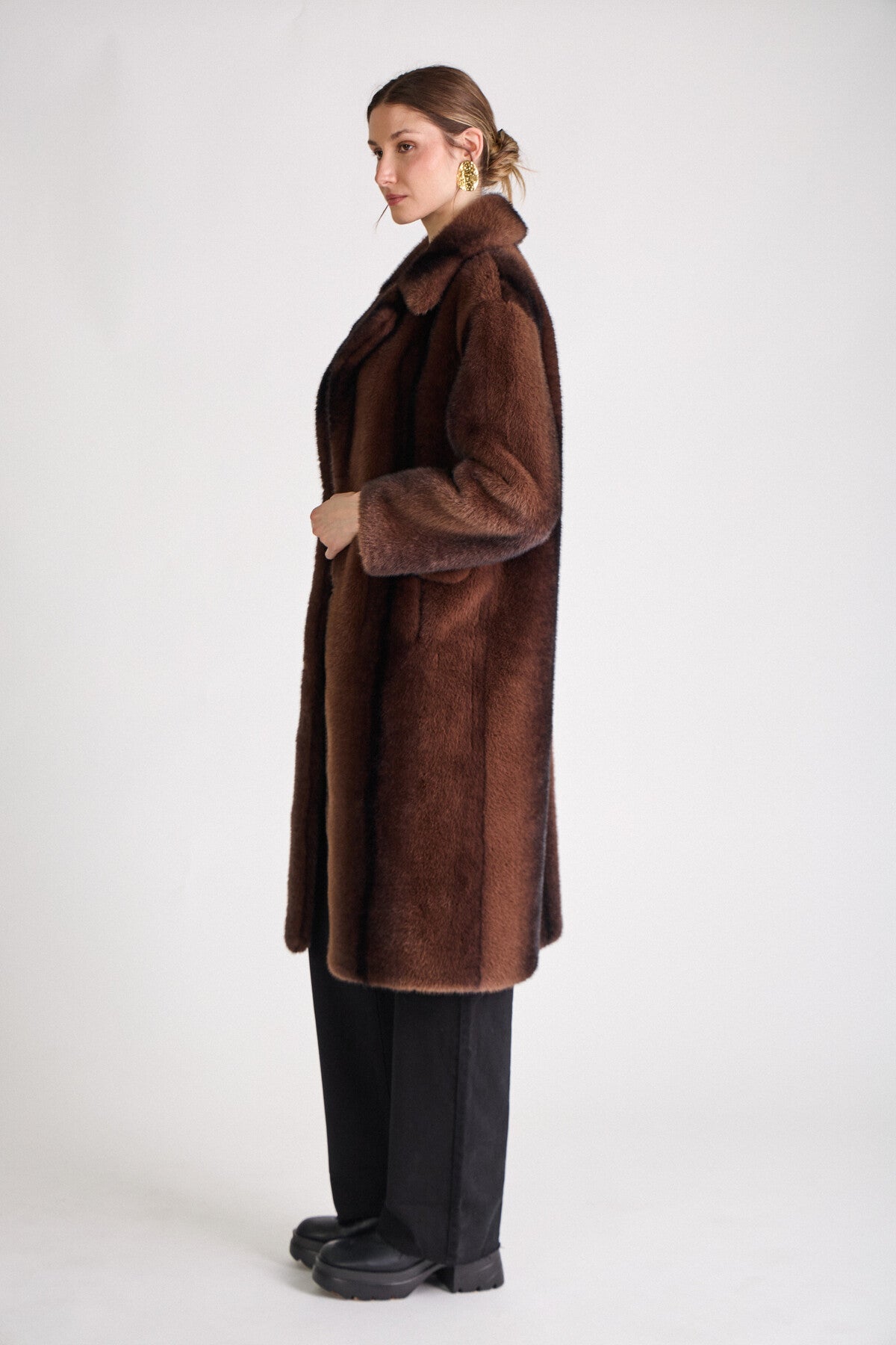 Cappotto Lungo in Pelliccia Sintetica