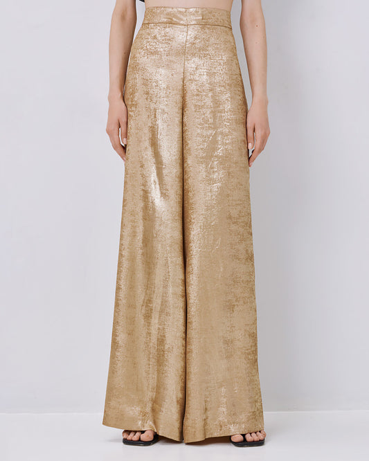 Pantaloni effetto oro metallizzato