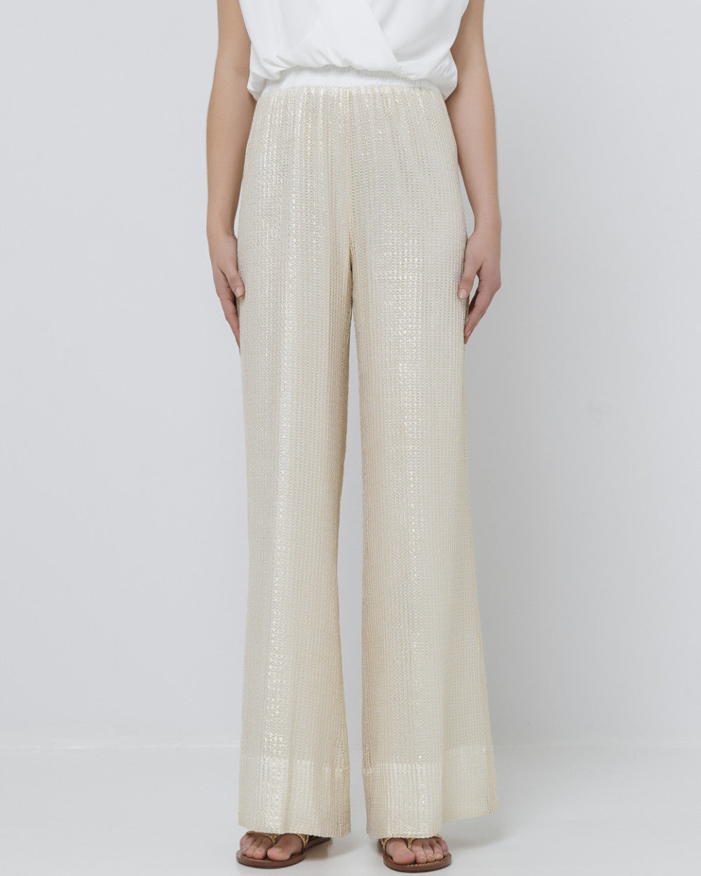 Pantaloni a rete con effetto metallizzato