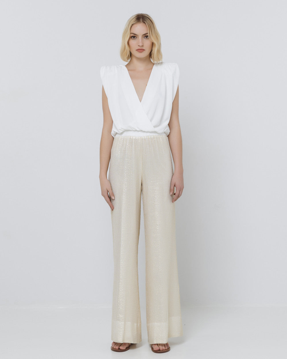 Pantaloni a rete con effetto metallizzato