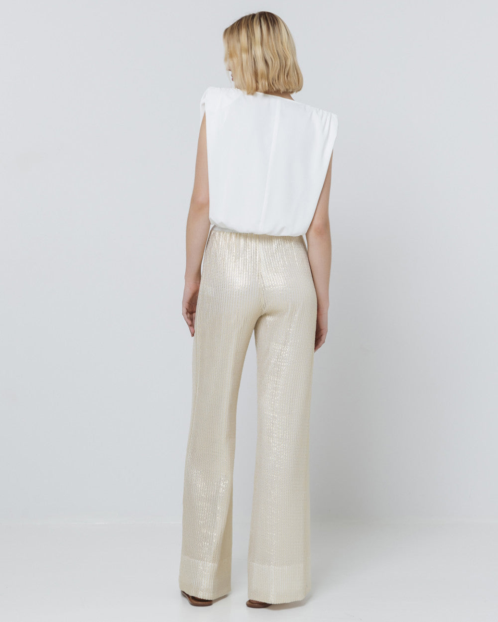 Pantaloni a rete con effetto metallizzato