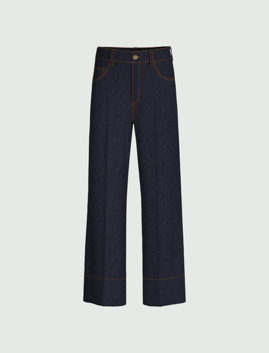 Jeans alla caviglia gamba larga stretch - BLU NOTTE o NERO