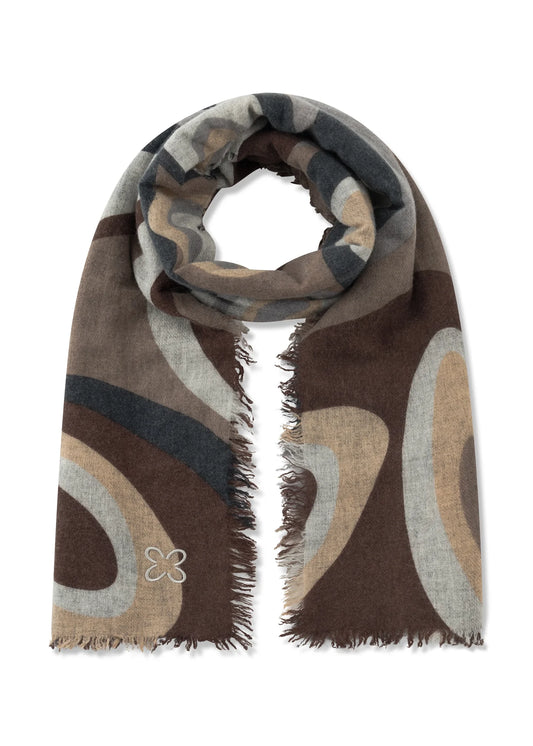 Sciarpa in lana e cashmere con stampa a bolle - Marrone, Azzurro o Rosso