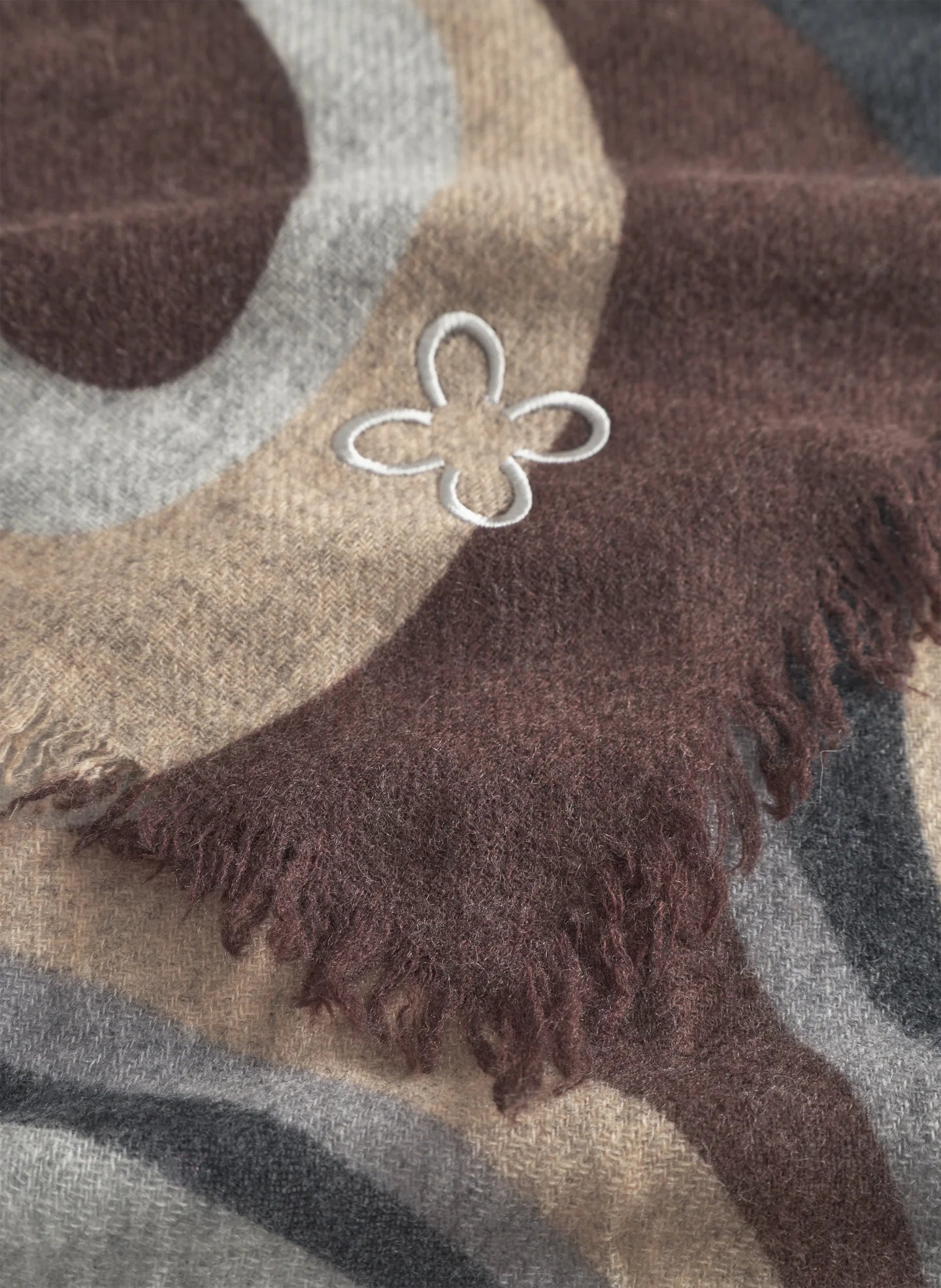 Sciarpa in lana e cashmere con stampa a bolle - Marrone, Azzurro o Rosso