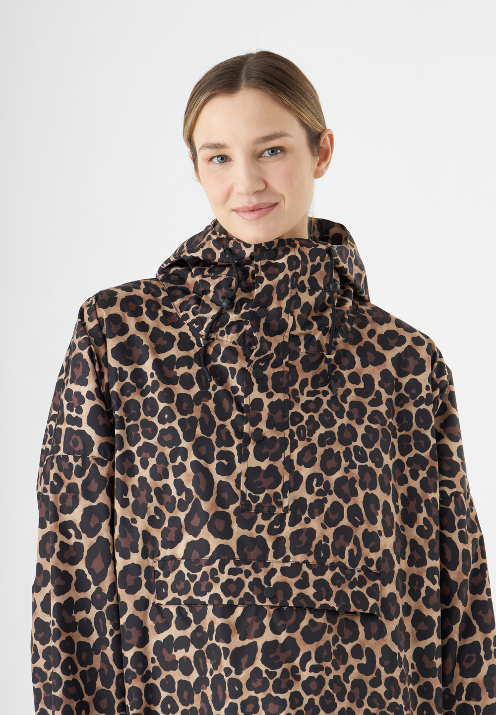 Trench Poncho antipioggia in stampa leopardata