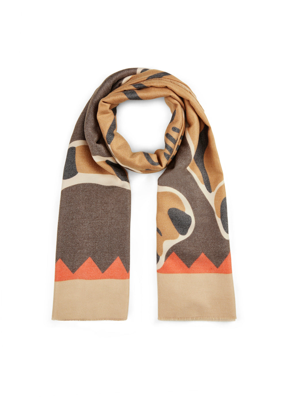 Sciarpa morbida con grande motivo a tigre in beige