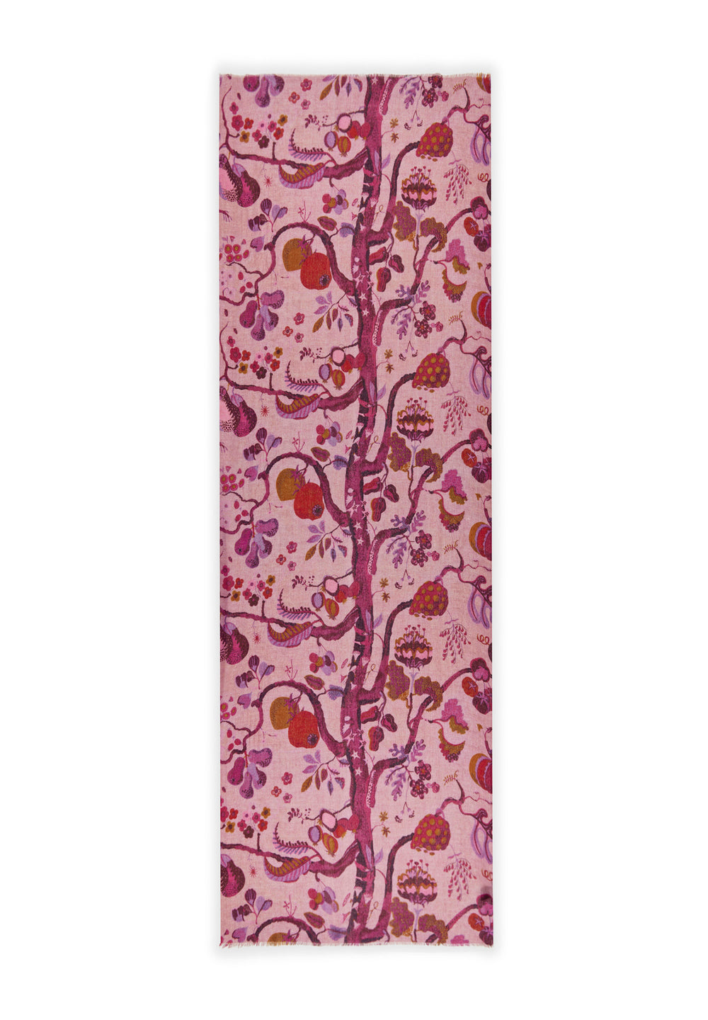 Sciarpa in lana e modal con motivo decorativo ad albero in rosa o celeste