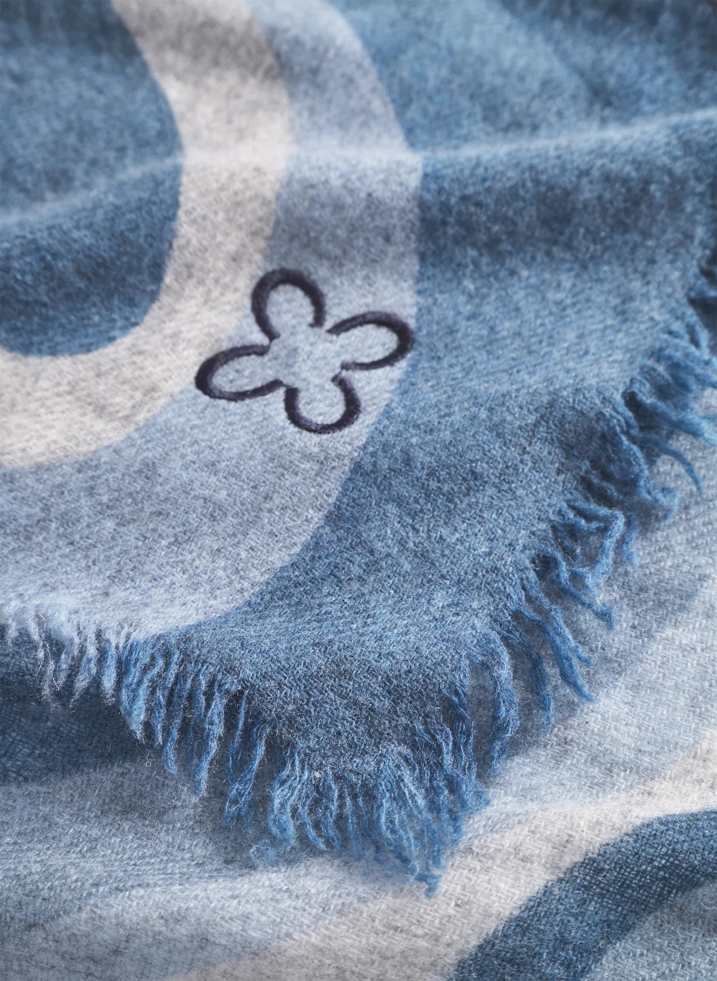 Sciarpa in lana e cashmere con stampa a bolle - Marrone, Azzurro o Rosso