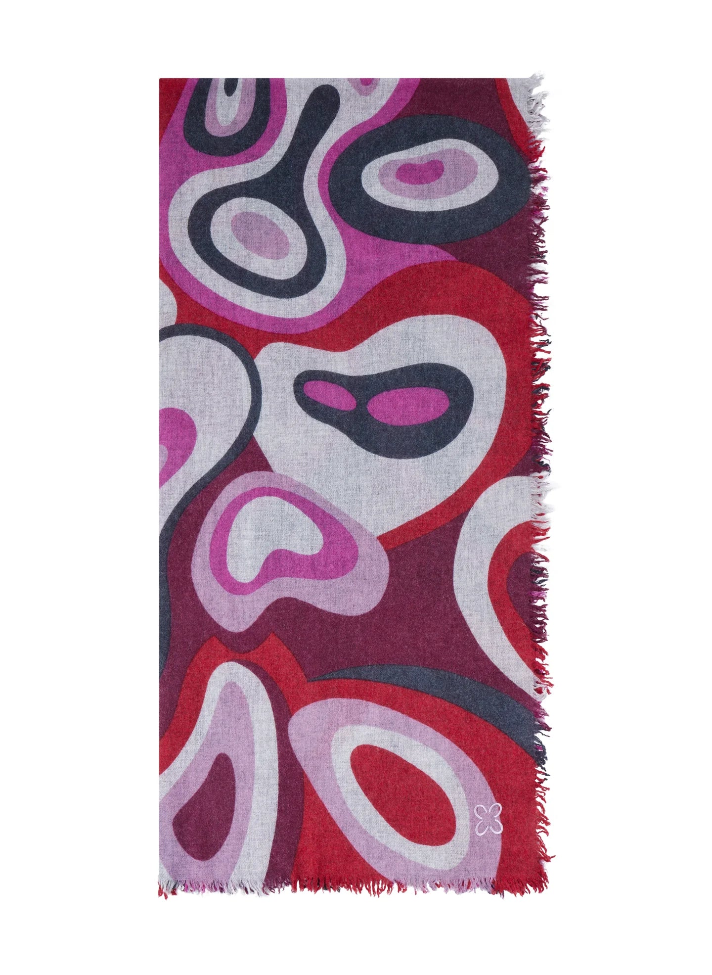 Sciarpa in lana e cashmere con stampa a bolle - Marrone, Azzurro o Rosso