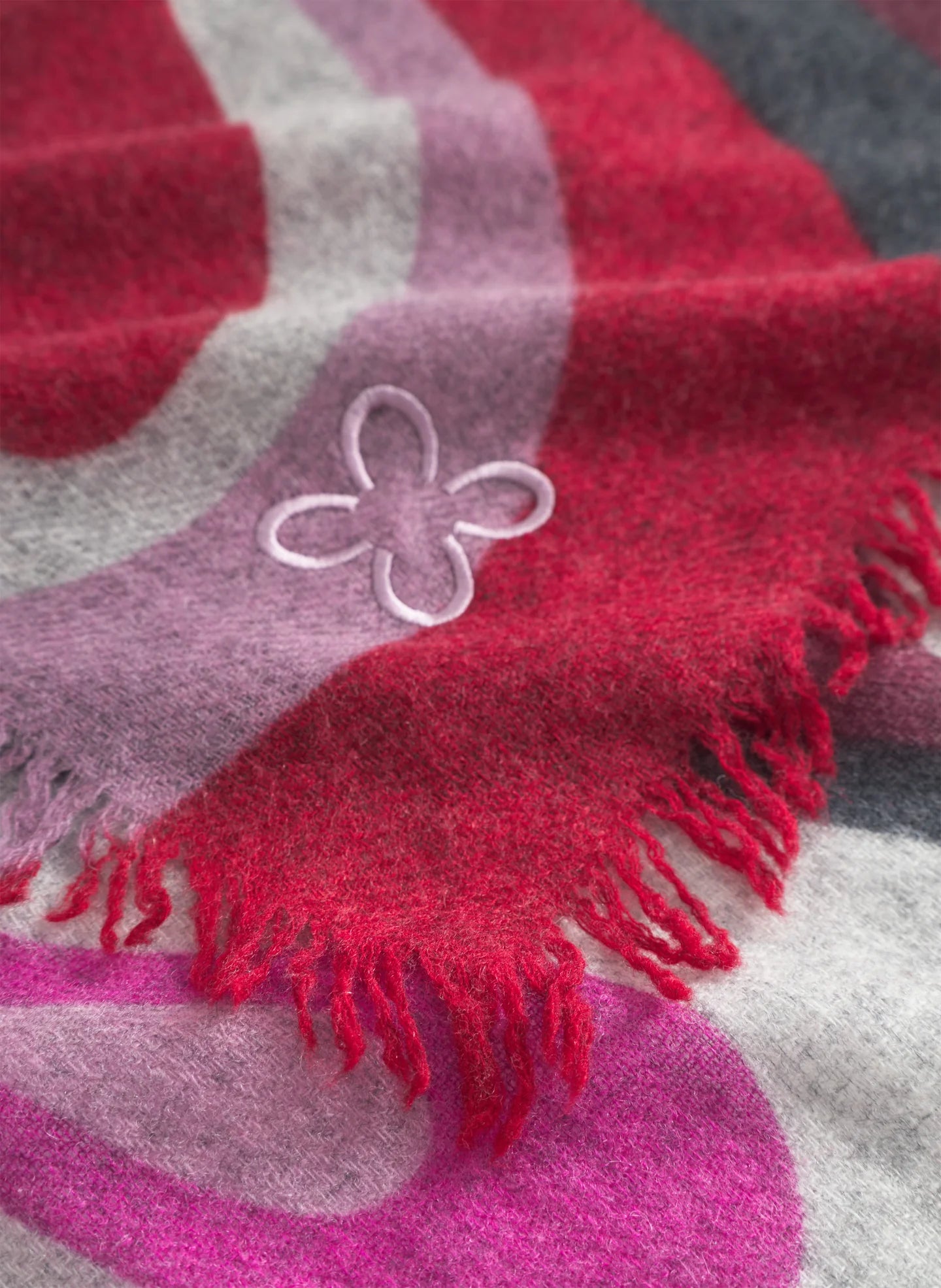Sciarpa in lana e cashmere con stampa a bolle - Marrone, Azzurro o Rosso