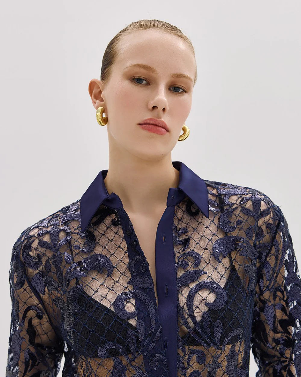 Camicia a Rete con Ricami