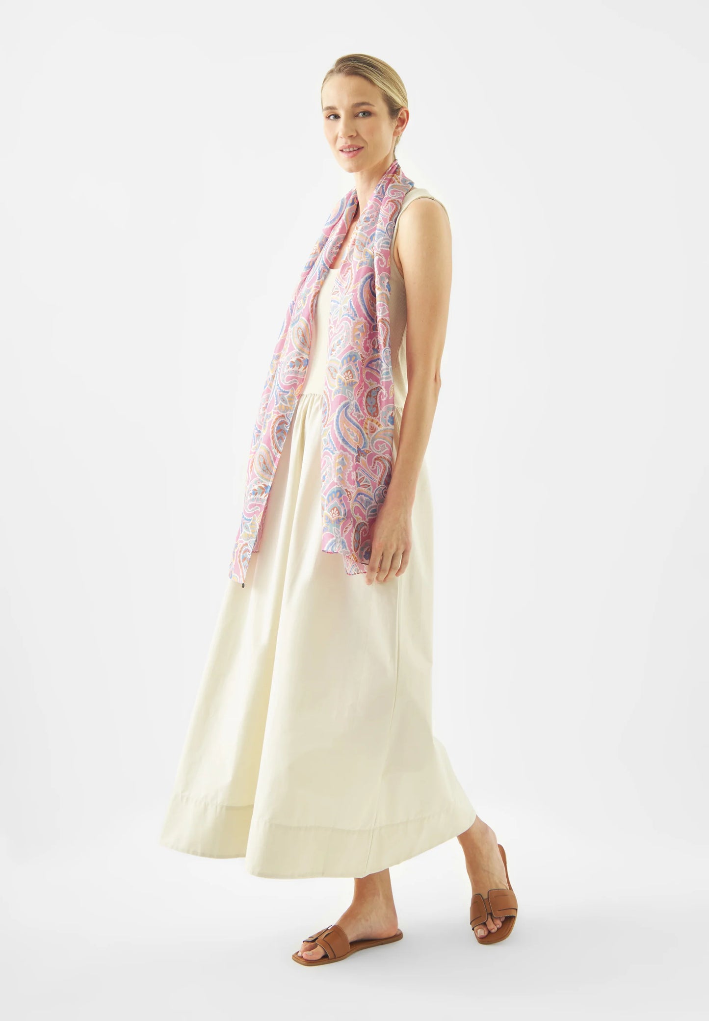 Paisley print silk scarf