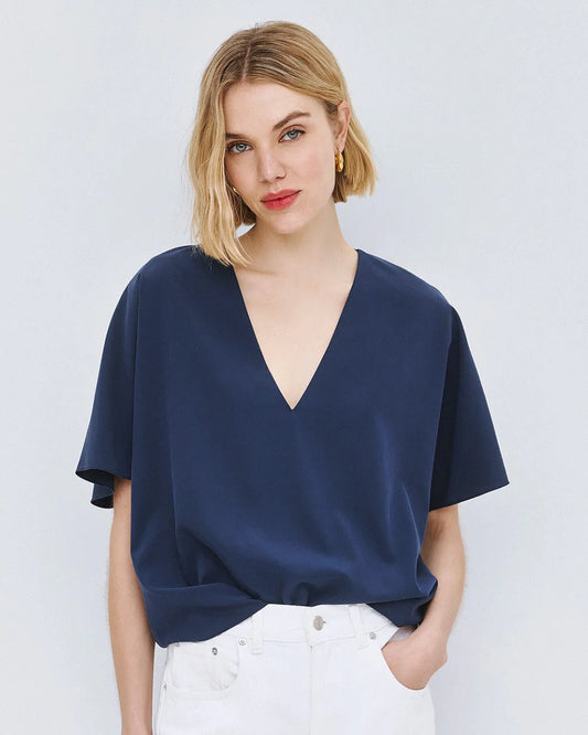 Camicia Blusa con Scollo a V
