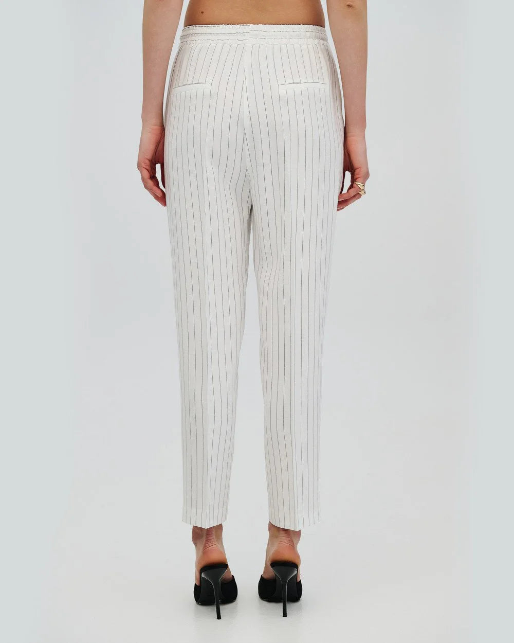 Pantaloni Gessati con Molla in Vita - Blu, Bianchi, Marroni