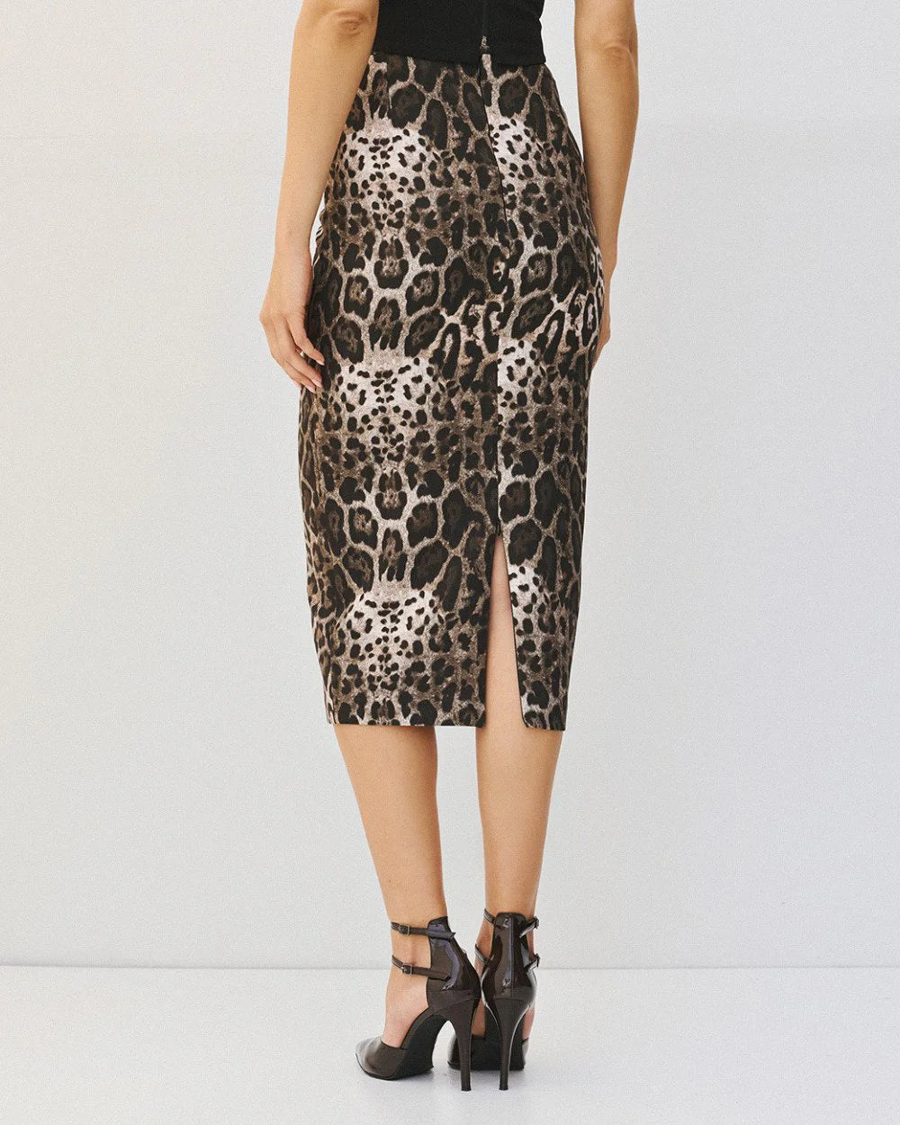 Gonna a Tubino Midi in Stampa Leopardata