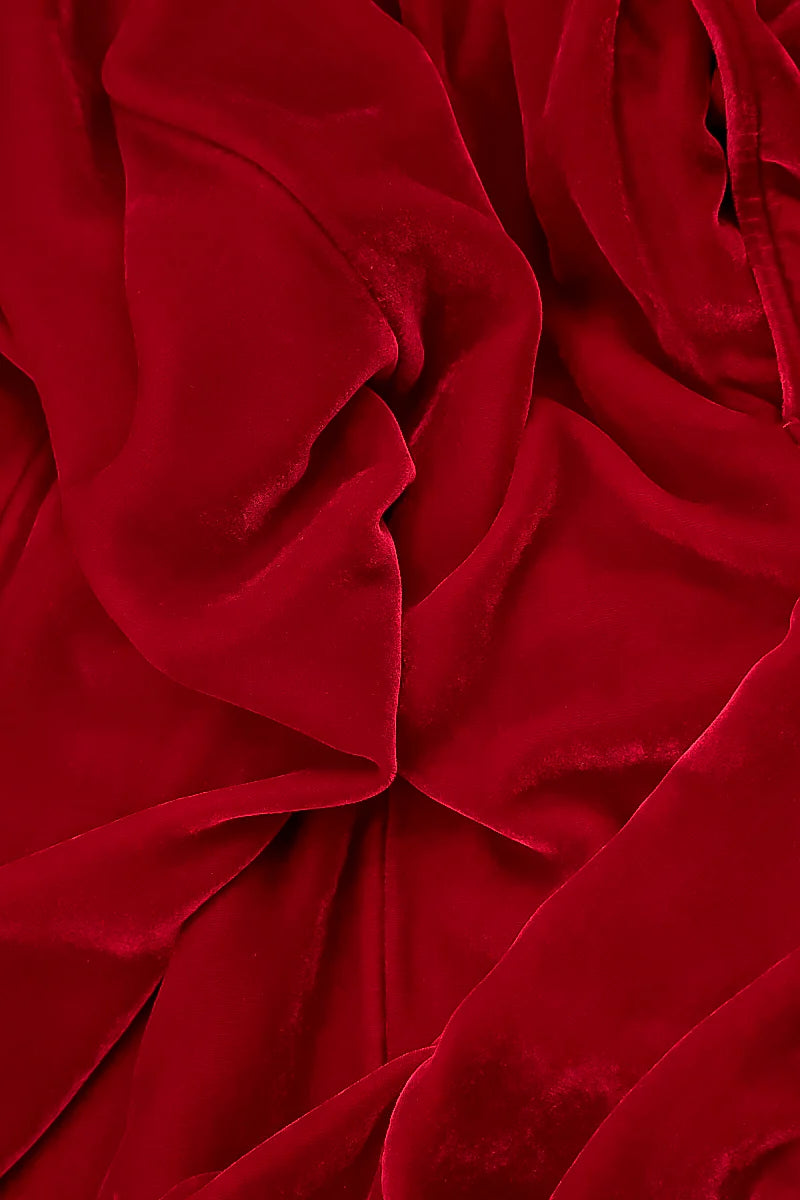 Cappottino di medio peso in velluto di seta e viscosa - Rosso ciliegia