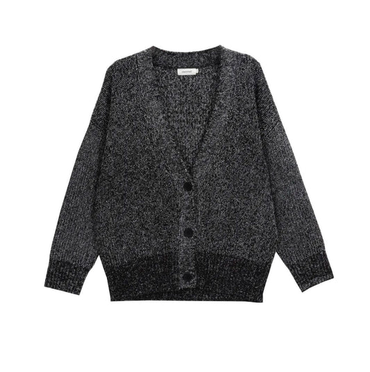 Cardigan in Maglia Melange Nero