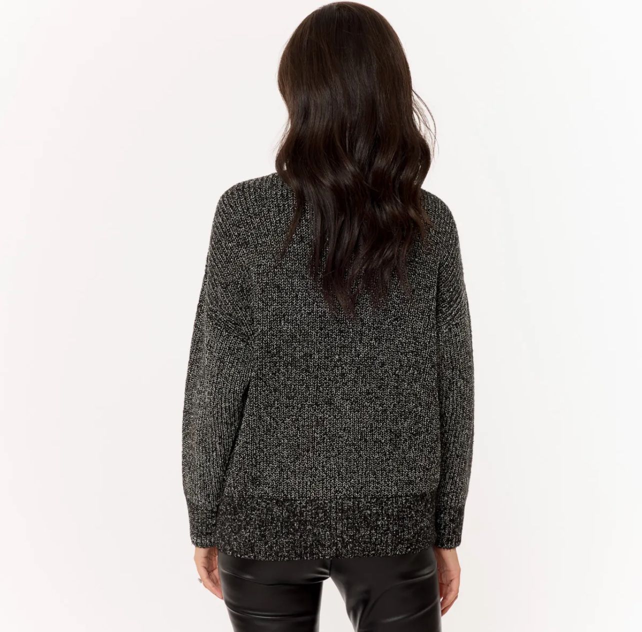 Cardigan in Maglia Melange Nero
