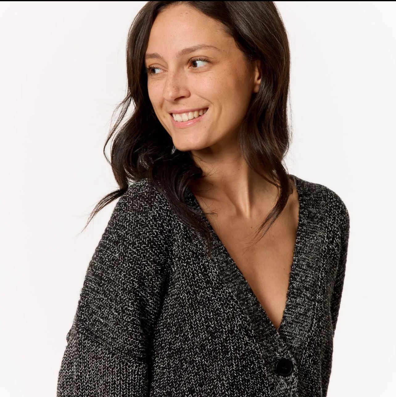 Cardigan in Maglia Melange Nero