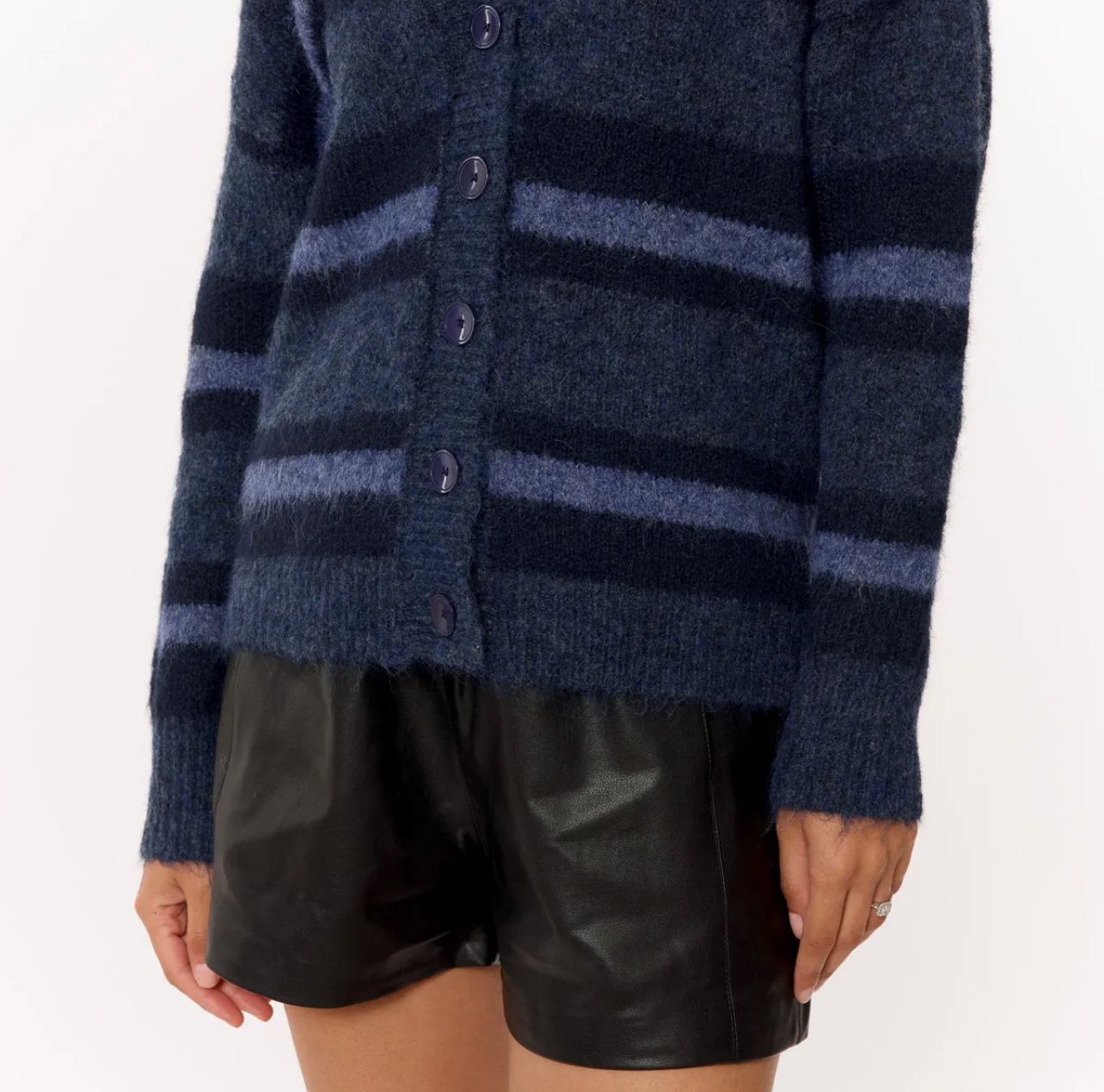 Cardigan in Maglia a Righe nei Toni del Blu