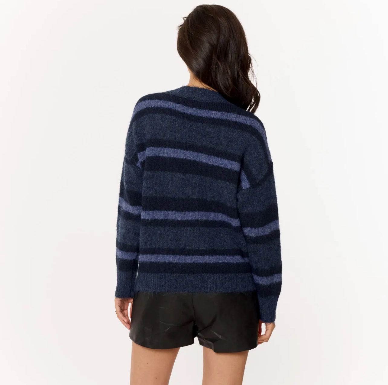 Cardigan in Maglia a Righe nei Toni del Blu
