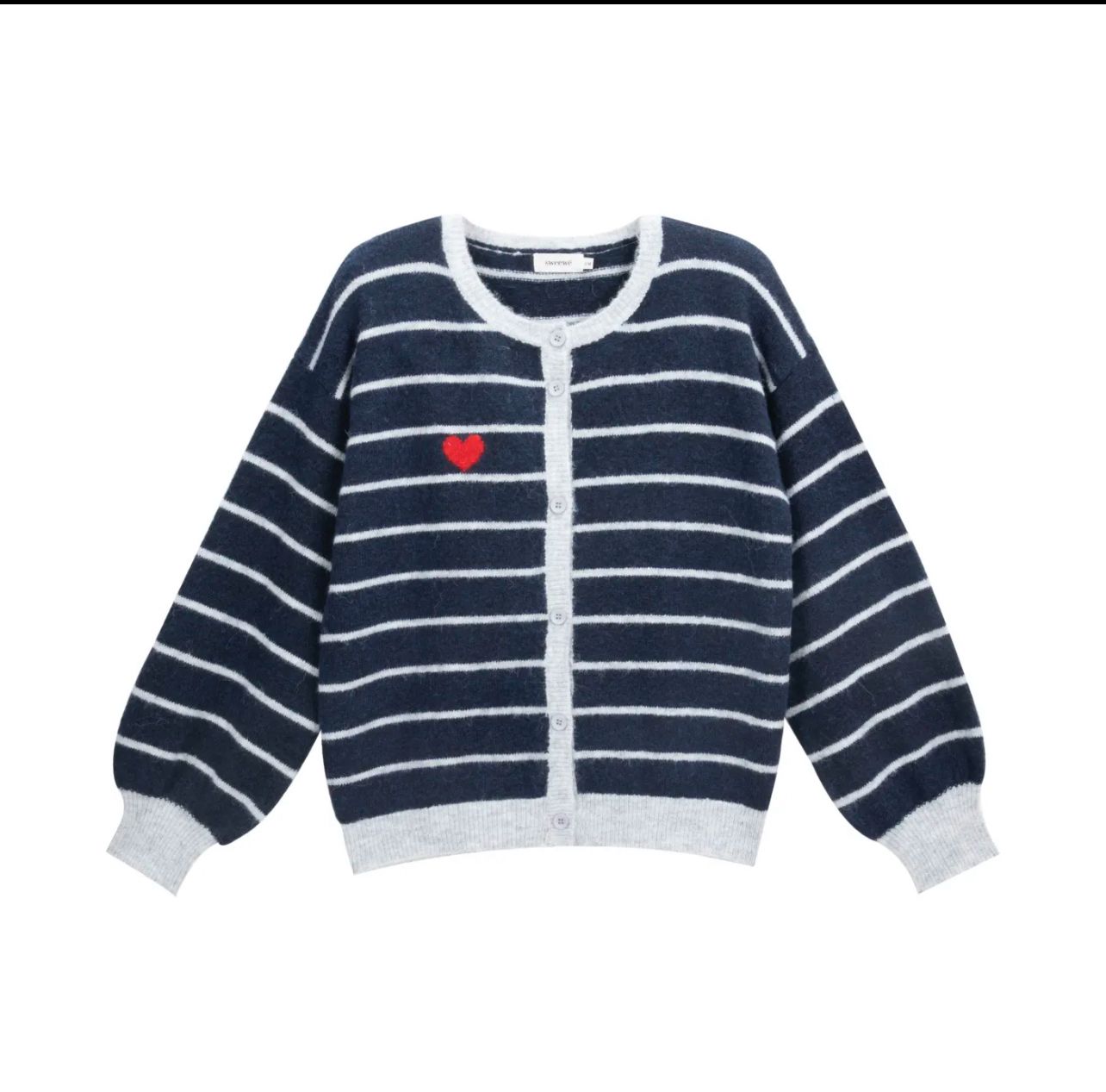 Cardigan in maglia a righe blu e grigio