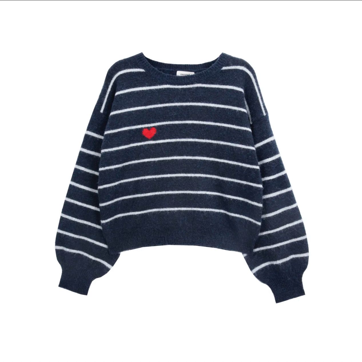 Maglia a righe blu e grigio perla