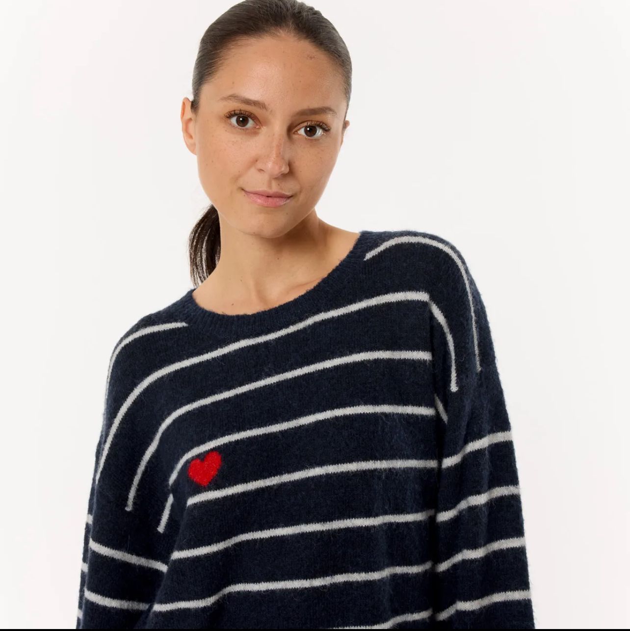 Maglia a righe blu e grigio perla
