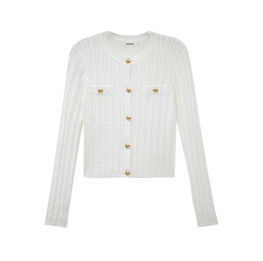 Cardigan traforato stile Chanel- colore panna