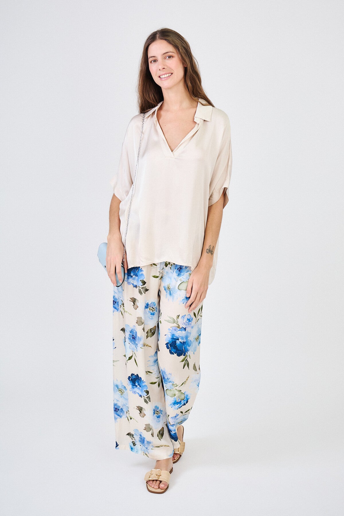 Blusa oversize in misto seta