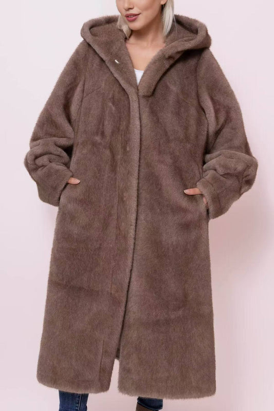 Parka lungo in pelliccia finta: Marrone, Tortora o Nero